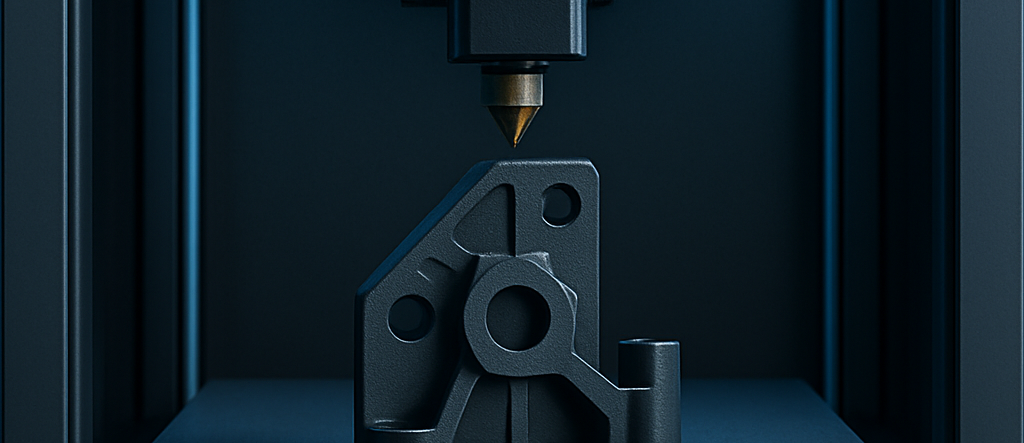 3D-Druckermit technischem Bauteil.